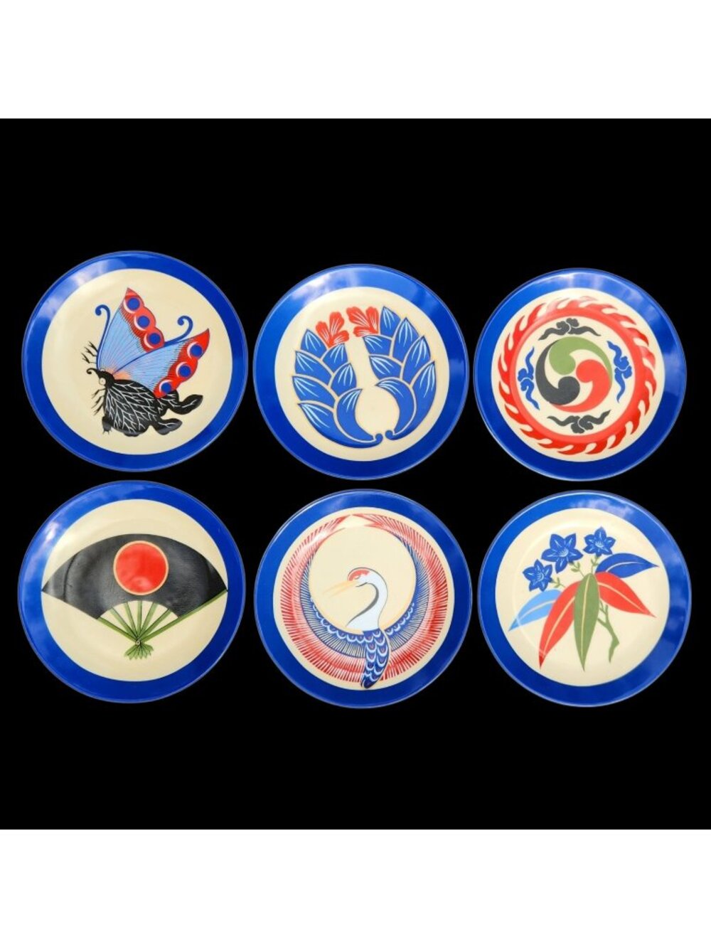 Philippe Deshoulieres Lourioux Limoges France Set 6 Noh Theatre Plates MFA